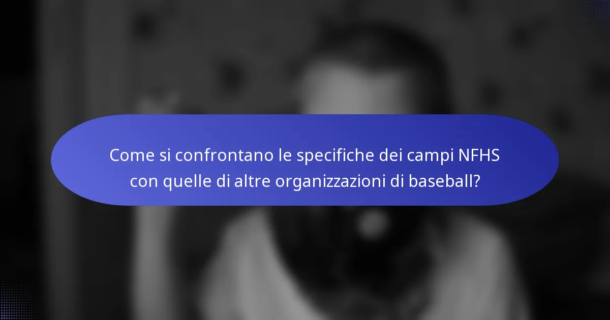 Come si confrontano le specifiche dei campi NFHS con quelle di altre organizzazioni di baseball?