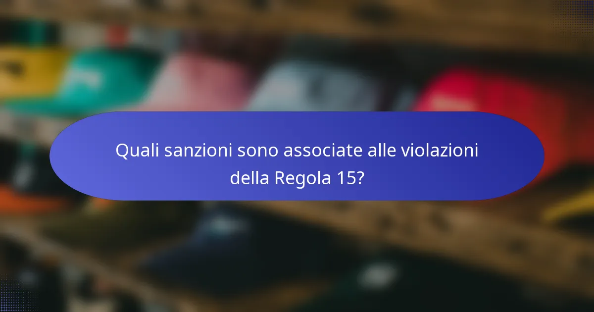 Quali sanzioni sono associate alle violazioni della Regola 15?